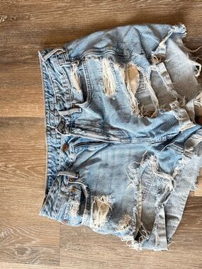 American Eagle Outfitters Light Blue Distressed Denim Shorts